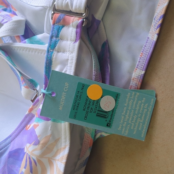 Sea Level Bikini Top NWT Size 10 Botanica Cross Front - Picture 8 of 11